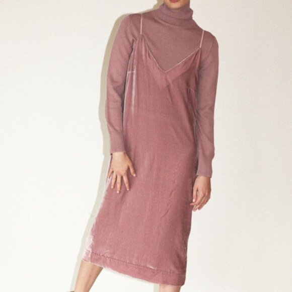 š24 HOUR SALE PRICEā¤ļøMARA HOFFMAN Pink Silk Blend Midi Dress Size Large - Picture 3 of 13